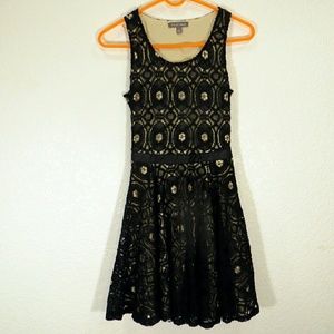 Tinley Road Black Lace Cream Open Back Dress Small